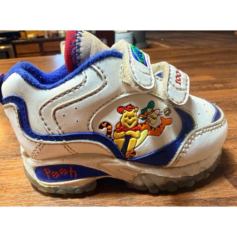 Vintage Y2K Winnie the Pooh velcro shoes.  100 acre slider baseball size 4.